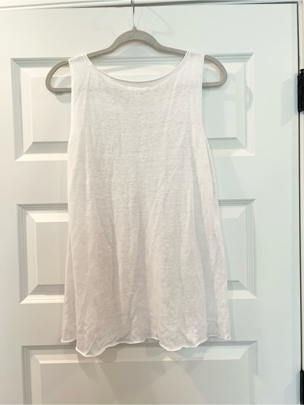 Eileen Fisher 100% Linen White Crochet Inset Swing Tank Top Medium - Picture 9 of 9